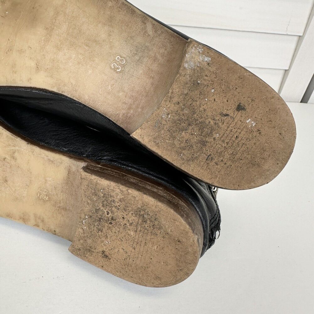 Free People Gemma Black Leather Peep Toe Ankle Bootie Zip Shoe Size EU 38 US 7.5 - Picture 8 of 10